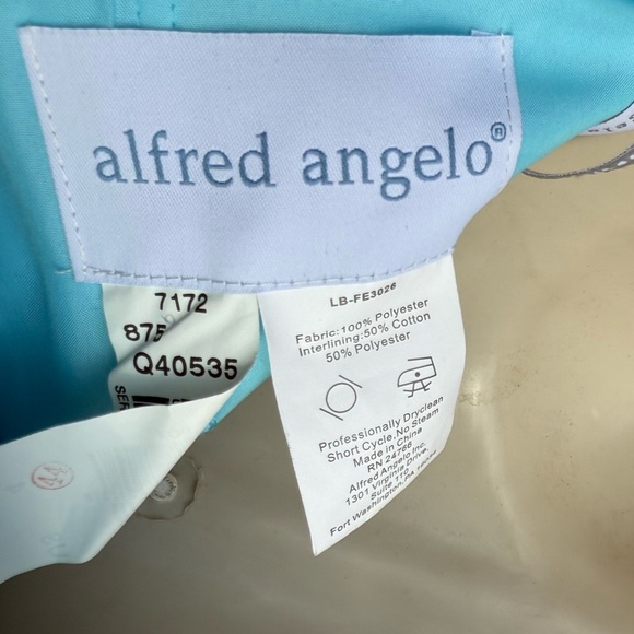 Alfred Angelo Halter Chiffon Mini Dress Blue Box Draped Prom Bridesmaid size 4 - Picture 5 of 7